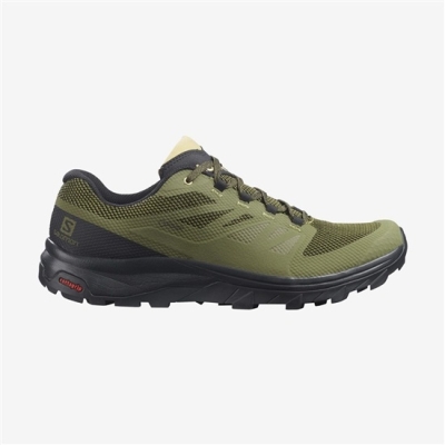 Men's Salomon OUTLINE WIDE GORE-TEX Hiking Shoes Olive Green | US-WBPX824