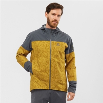 Men's Salomon OUTRACK WATERPROOF 2.5L Jackets Yellow | US-HCSE638