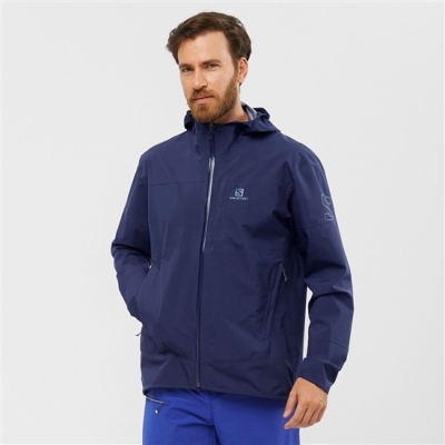 Men's Salomon OUTRACK WATERPROOF 2.5L Jackets Navy | US-XTRW713