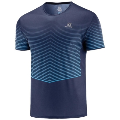 Men's Salomon SENSE M T Shirts Navy | US-SFDX529