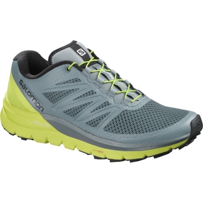 Men's Salomon SENSE PRO MAX Trail Running Shoes Blue / Green | US-HMRP916