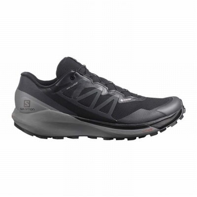 Men's Salomon SENSE RIDE 4 GORE-TEX INVISIBLE FIT Trail Running Shoes Black | US-JRVL107