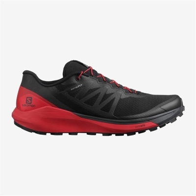 Men's Salomon SENSE RIDE 4 Trail Running Shoes Black / Red | US-YXEQ340