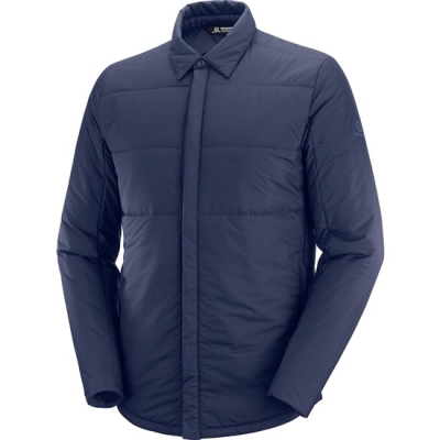 Men's Salomon SNOWSHELTER INSULATED SHIRT M Midlayers Navy | US-IRJU210