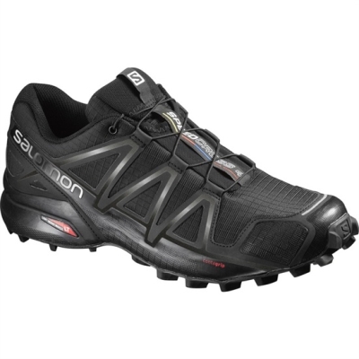 Men's Salomon SPEEDCROSS 4 WIDE Trail Running Shoes Black | US-KQYZ793