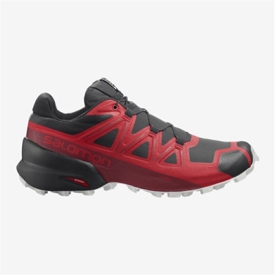 Men's Salomon SPEEDCROSS 5 Trail Running Shoes Black / Red | US-RTSI307