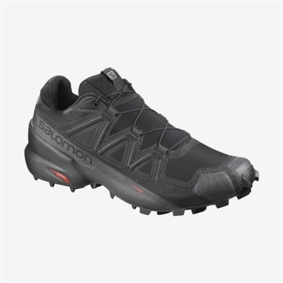 Men's Salomon SPEEDCROSS 5 WIDE Trail Running Shoes Black | US-RHMD213