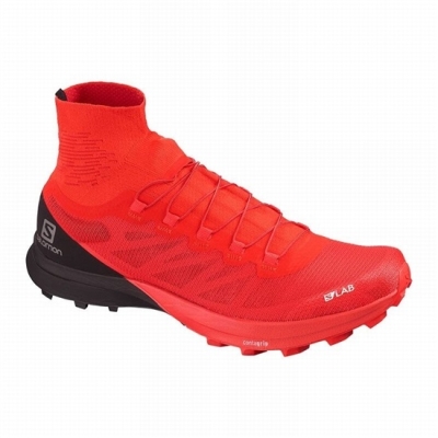 Men's Salomon S/LAB SENSE 8 SOFTGROUND Trail Running Shoes Red / Black | US-GIQE763