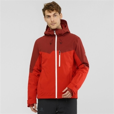 Men's Salomon UNTRACKED Ski Jackets Maroon | US-CNXG409