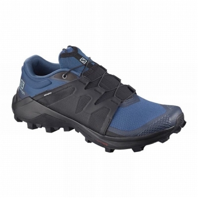 Men's Salomon WILDCROSS Trail Running Shoes Navy / Black | US-RMTS362