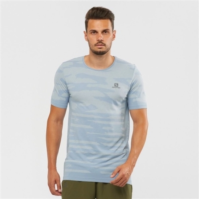 Men's Salomon XA CAMO TEE Short Sleeve T Shirts Ashley Blue | US-XYHN648