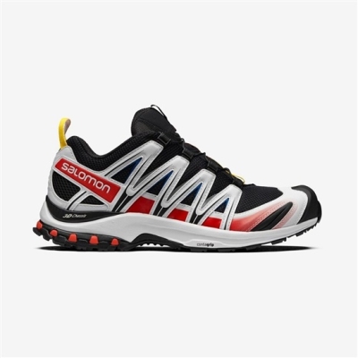 Men's Salomon XA PRO 3D RACING BK/W Trail Running Shoes Black / White | US-ZDSR123