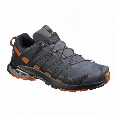 Men's Salomon XA PRO 3D V8 GORE-TEX WIDE Trail Running Shoes Dark Blue / Black | US-ZUFC389