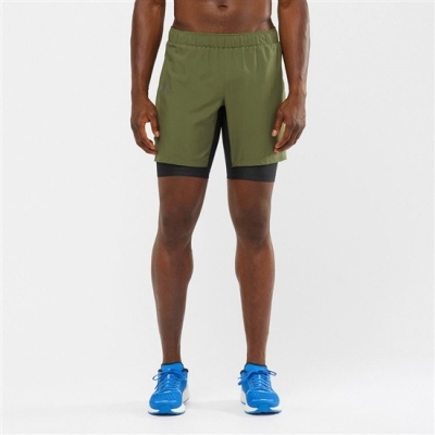 Men's Salomon XA TWINSKIN Shorts Olive | US-RZSE701