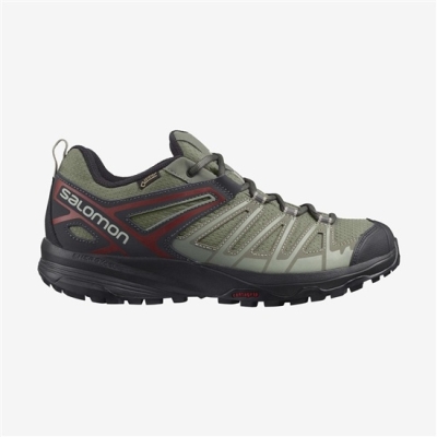 Men's Salomon X CREST GORE-TEX Hiking Shoes Olive Green | US-IGUK975