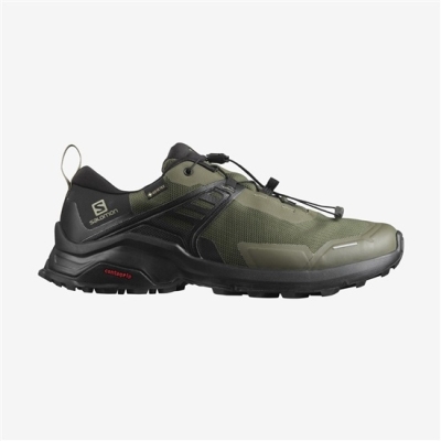 Men's Salomon X RAISE GORE-TEX Hiking Shoes Olive Green | US-VNUI638