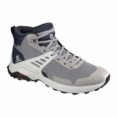 Men's Salomon X RAISE MID GORE-TEX Hiking Shoes Grey / Navy | US-LAWB987