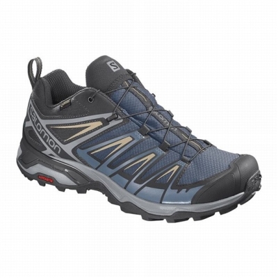 Men's Salomon X ULTRA 3 GORE-TEX Hiking Shoes Navy / Blue | US-LTOM094