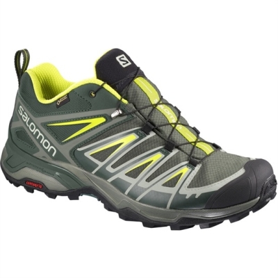 Men's Salomon X ULTRA 3 GTX Hiking Shoes Olive / Black | US-DWME201