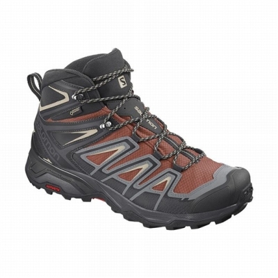 Men's Salomon X ULTRA 3 MID GORE-TEX Hiking Boots Dark Red / Black | US-VIBZ162