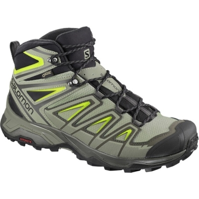 Men's Salomon X ULTRA 3 MID GTX Hiking Shoes Olive / Black | US-CDHT495