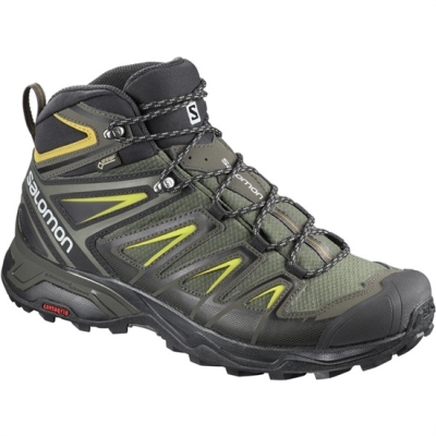 Men's Salomon X ULTRA 3 MID GTX Hiking Shoes Olive / Black | US-EJBX851