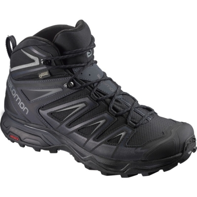 Men's Salomon X ULTRA 3 WIDE MID GTX Hiking Shoes Black | US-CSGT639