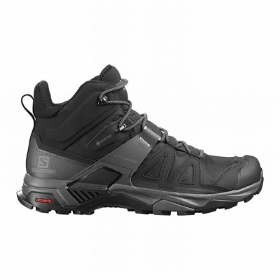 Men's Salomon X ULTRA 4 MID GORE-TEX Hiking Boots Black / Blue | US-EMUF137