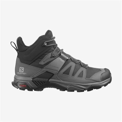 Men's Salomon X ULTRA 4 MID WIDE GORE-TEX Hiking Boots Black | US-WRQK403