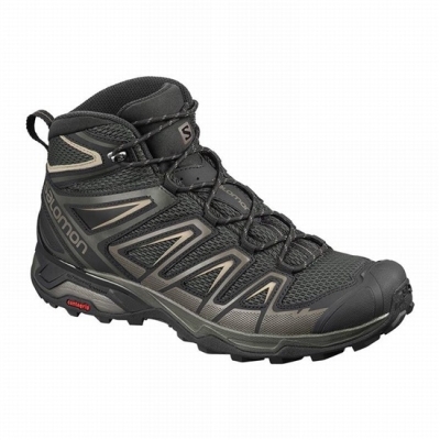 Men's Salomon X ULTRA MID 3 AERO Hiking Boots Olive / Black | US-ATCV630