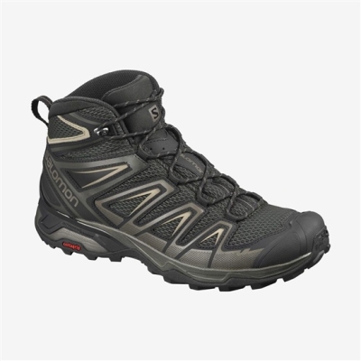 Men's Salomon X ULTRA MID 3 AERO Hiking Boots Black | US-BWFC108