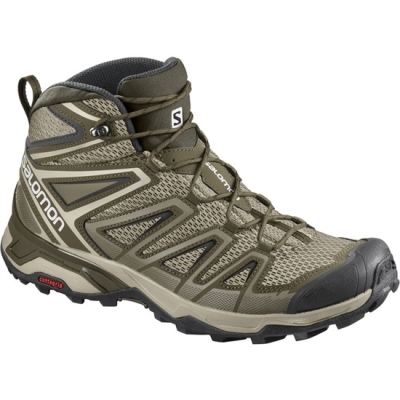 Men's Salomon X ULTRA MID 3 AERO Hiking Shoes Olive / Black | US-JXWN192