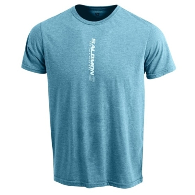 Men's Salomon YAEL SS M T Shirts Blue | US-HVZS248