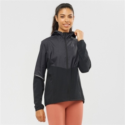 Women's Salomon AGILE FULL ZIP HOODIE Jackets Black | US-TONY365