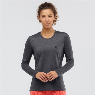 Women's Salomon AGILE Long Sleeve T Shirts Black | US-ESMW947