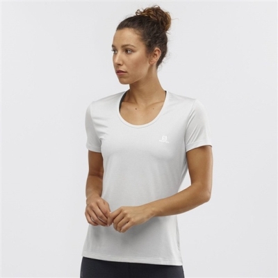 Women's Salomon AGILE Road Running Short Sleeve T Shirts Light Grey | US-XIDG960