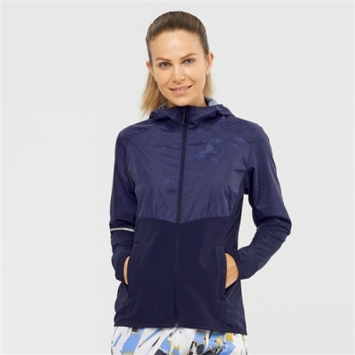 Women's Salomon AGILE WIND Jackets Navy | US-VAWY612