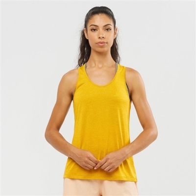 Women's Salomon AGILE W Tank Yellow | US-HQUT298