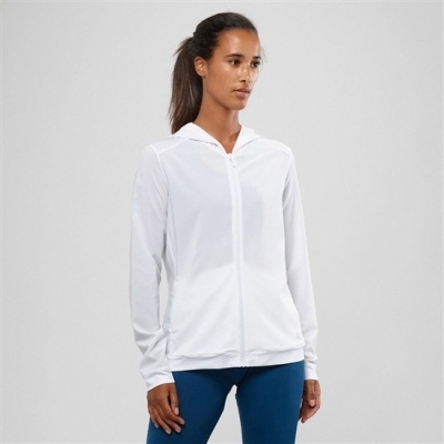 Women's Salomon COMET FULL-ZIP HOODED Midlayers White | US-TFLG217