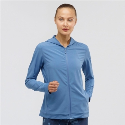 Women's Salomon COMET LIGHT HOODIE W Midlayers Copen Blue | US-KNBD842