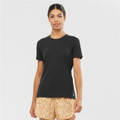 Women's Salomon COMET SLEEVE T Shirts Black | US-YPMR375