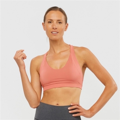 Women's Salomon COMET W Sport Sports Bras Coral | US-LPVK695