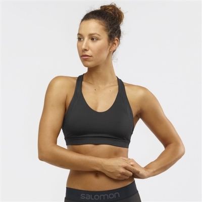 Women's Salomon COMET W Sport Sports Bras Black | US-TCZN154