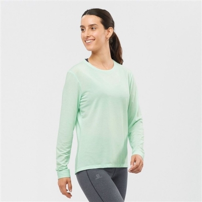 Women's Salomon ESSENTIAL LONG SLEEVE Midlayers Black | US-KIUV942