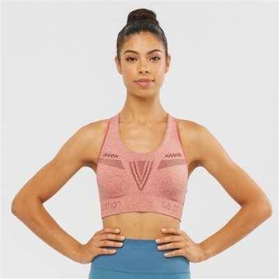 Women's Salomon ESSENTIAL MOVE ON SEAMLESS Sport Sports Bras Brick Dust | US-NHRC074