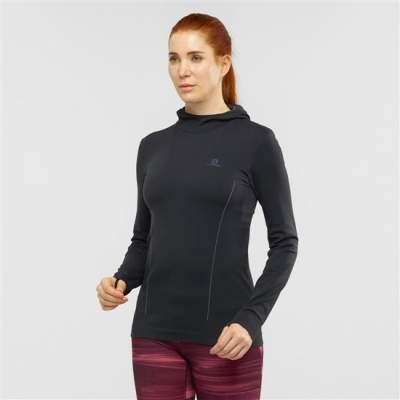 Women's Salomon ESSENTIAL SEAMLESS Midlayers Black | US-KTRX592