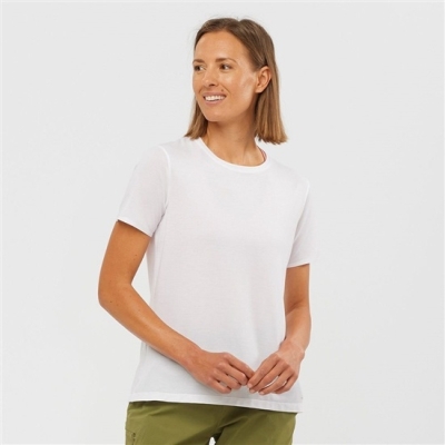 Women's Salomon ESSENTIAL TENCEL T Shirts White | US-AUXI329