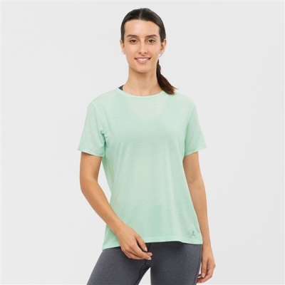 Women's Salomon ESSENTIAL TENCEL T Shirts Blue | US-OSLN412