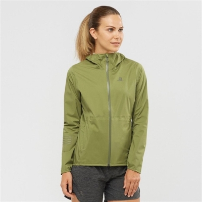 Women's Salomon LIGHTNING WATERPROOF Jackets Olive | US-WHYE639