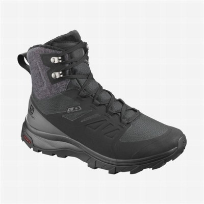 Women's Salomon OUTBLAST TS CSWP W Winter Boots Black | US-RIQK387